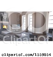 Clipart Of A 3d Living Room Interior Royalty Free Illustration by KJ Pargeter