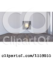 Clipart Of A 3d Empty Room Interior Royalty Free Illustration by KJ Pargeter