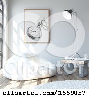 Poster, Art Print Of 3d Room Interior With A Bean Bag Chair