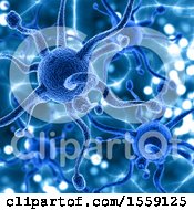 Clipart Of A 3d Blue Virus Background Royalty Free Illustration