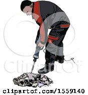Poster, Art Print Of Construction Worker Using A Jackhammer