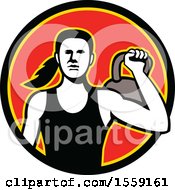 Clipart Of A Retro Woman Working Out With A Kettlebell Royalty Free Vector Illustration by patrimonio