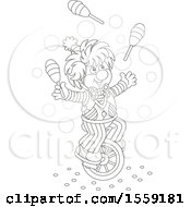 Poster, Art Print Of Lineart Clown Juggling And Riding A Unicycle