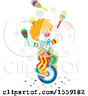 Poster, Art Print Of Clown Riding A Unicycle And Juggling