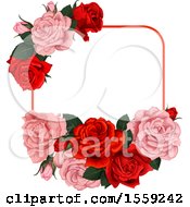 Clipart Of A Red And Pink Rose Frame Design Royalty Free Vector Illustration