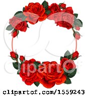 Clipart Of A Red And Pink Rose Frame Design Royalty Free Vector Illustration