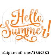 Clipart Of An Orange Hello Summer Text Design Royalty Free Vector Illustration