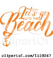 Poster, Art Print Of Orange Lets Go To The Beach Summer Text Design