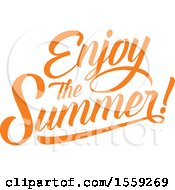 Clipart Of An Orange Enjoy The Summer Text Design Royalty Free Vector Illustration