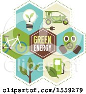 Clipart Of A Hexagonal Eco Design With Text Royalty Free Vector Illustration