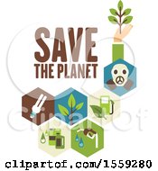 Clipart Of A Hexagonal Eco Design With Text Royalty Free Vector Illustration