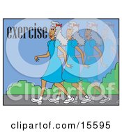 Fast Woman Speed Walking While Exercising Clipart Illustration