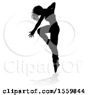 Clipart Of A Silhouetted Female Hip Hop Dancer With A Reflection Or Shadow On A White Background Royalty Free Vector Illustration