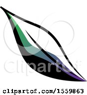 Clipart Of A Beautiful Green Purple Black And White Leaf Royalty Free Vector Illustration
