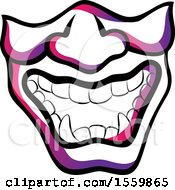 Clipart Of A Scary Japanese Mask Royalty Free Vector Illustration