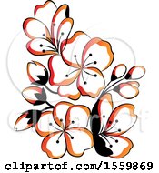 Clipart Of Beautiful Asian Styled Flowers Royalty Free Vector Illustration