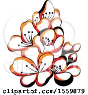Clipart Of Beautiful Asian Styled Flowers Royalty Free Vector Illustration