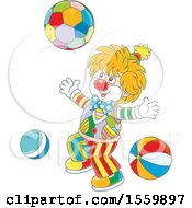 Poster, Art Print Of Cute Clown Playing With A Ball