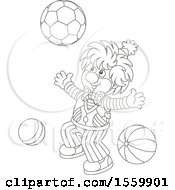 Poster, Art Print Of Lineart Clown Playing With A Ball