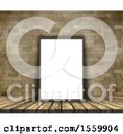 Clipart Of A Blank Frame Resting On A Wood Table Royalty Free Illustration