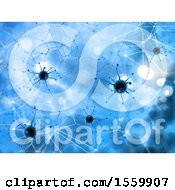 Poster, Art Print Of 3d Render Of A Medical Background With Virus Cells On A Low Poly Design