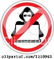 Poster, Art Print Of Hacker Over A Laptop Computer In A Restricted Symbol
