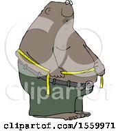 Clipart Of A Cartoon Black Man Measuring His Belly Fat Royalty Free Vector Illustration