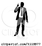 Poster, Art Print Of Silhouetted Business Man Pointing Up With A Reflection Or Shadow