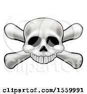 Clipart Of A Human Skull Over Crossbones Royalty Free Vector Illustration