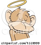 Clipart Of A Do No Evil Innocent Monkey With A Halo Royalty Free Vector Illustration