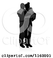 Poster, Art Print Of Silhouetted Mother Father And Baby With A Shadow On A White Background