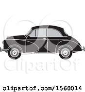 Clipart Of A Grayscale Vintage Car Royalty Free Vector Illustration by Lal Perera