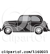 Clipart Of A Grayscale Vintage Ford Car Royalty Free Vector Illustration by Lal Perera