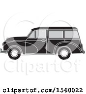 Clipart Of A Grayscale Vintage Wagon Car Royalty Free Vector Illustration