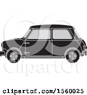 Clipart Of A Grayscale Vintage Car Royalty Free Vector Illustration