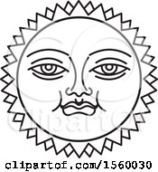 Poster, Art Print Of Black And White Happy Sun Face