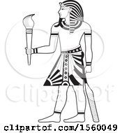 Black And White Egyptian King Holding A Torch