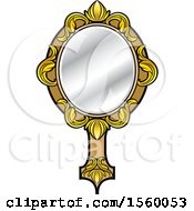 Clipart Of A Golden Hand Mirror Royalty Free Vector Illustration