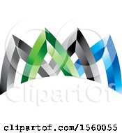 Poster, Art Print Of Design Of Green Blue And Black Arrows Or Triangles