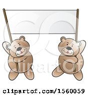Poster, Art Print Of Bears Holding Up A Blank Banner