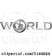 Clipart Of A Silver World Design With A Globe Royalty Free Vector Illustration
