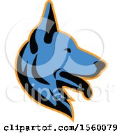 Retro Blue Alsatian German Shepherd Dog Mascot In Profile