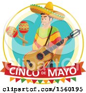 Poster, Art Print Of Cindo De Mayo Design With A Man Holding A Guitar
