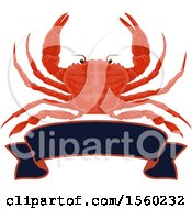Clipart Of A Crab Over A Banner Royalty Free Vector Illustration by Vector Tradition SM