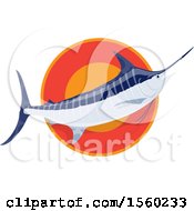 Poster, Art Print Of Marlin Fish Over A Circle