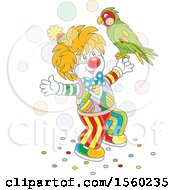 Poster, Art Print Of Cute Clown With A Parrot