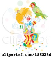Poster, Art Print Of Cute Clown Holding A Parrot