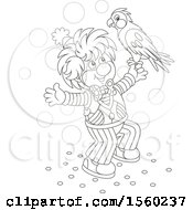 Poster, Art Print Of Lineart Clown With A Parrot