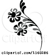 Clipart Of A Black And White Floral Damask Relief Design Element Royalty Free Vector Illustration by dero