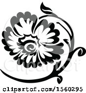 Poster, Art Print Of Black And White Floral Damask Relief Design Element